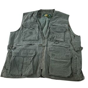 Vintage Cabelas Vest Mens M XL Gray Hunting Shooting Waterfowl Down Duck
